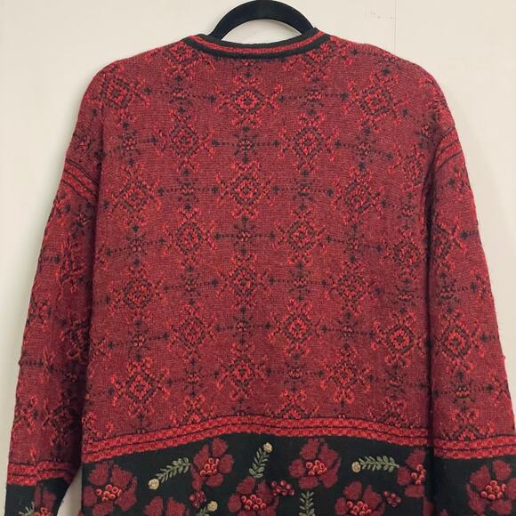 Vintage XL Frost long sleeve jacket embroidered floral cottagecore knit cardigan - Picture 9 of 12